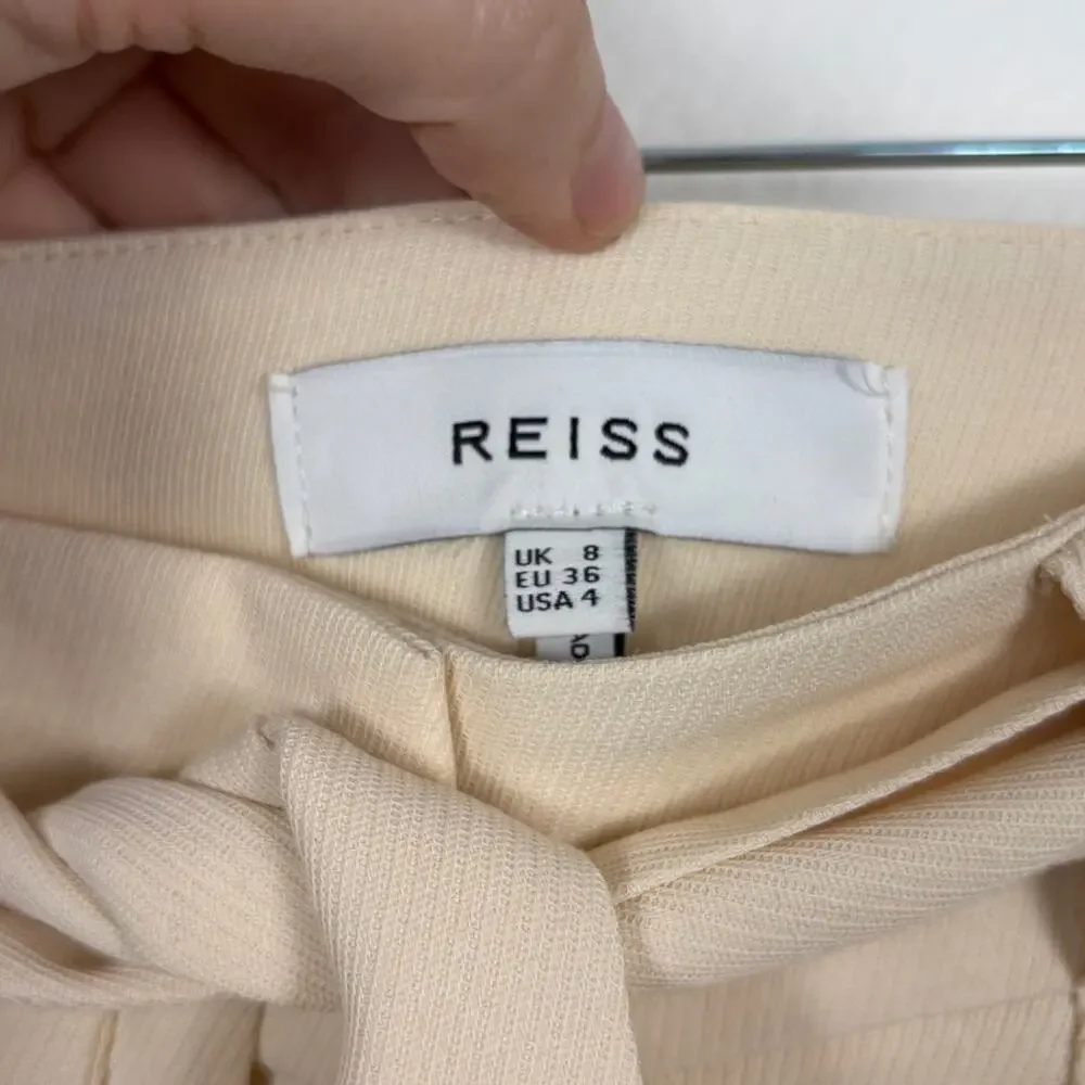 Reiss Dani Quiet Luxury Cream Tie Front Classic Career Midi Skirt 4